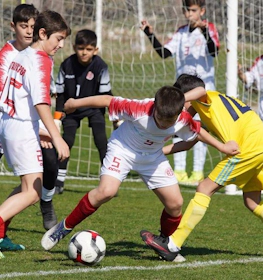 Young footballers competing at Antalya Friendship Spring Cup